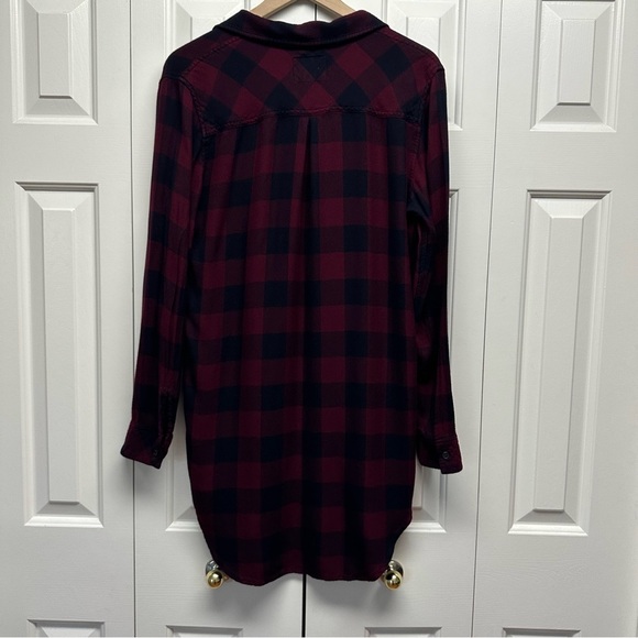 Rails Bianca Rosewood Navy Checkered Button Down Shirt Dress Size Medium - Picture 3 of 10